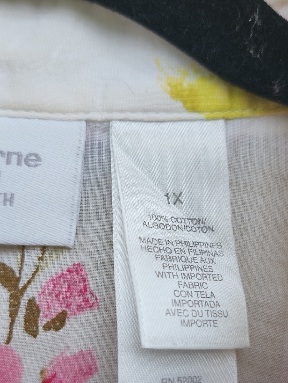 Liz Claiborne Woman Floral Button-Up Blouse in White with Pink & Yellow Blooms - Picture 3 of 13
